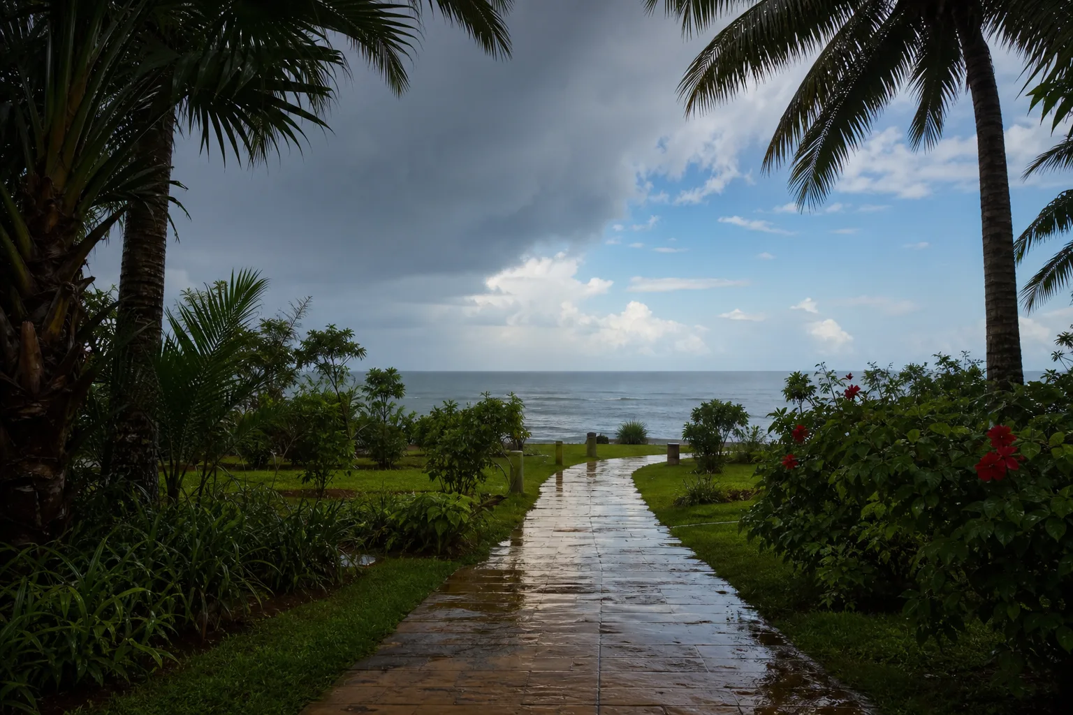 Promenade tropicale après une averse à Toamasina